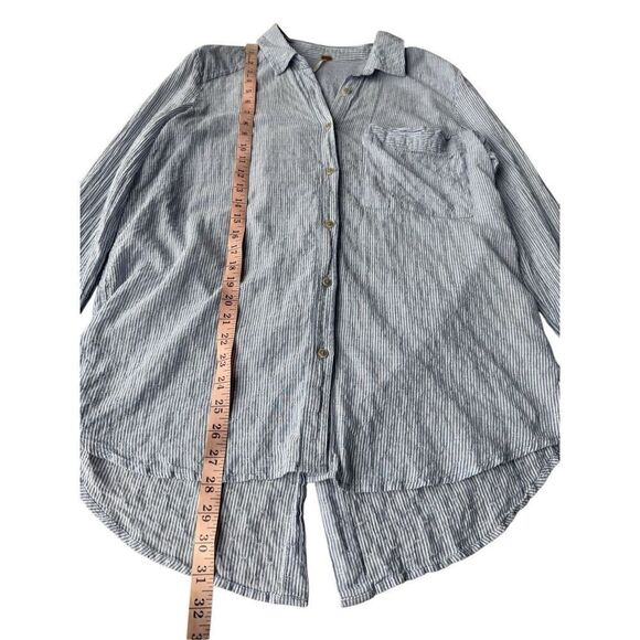 Free People No Limits Stripes Button Down Shirt In Blue - Picture 12 of 13